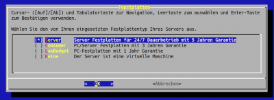 Auswahl des Festplattentyps